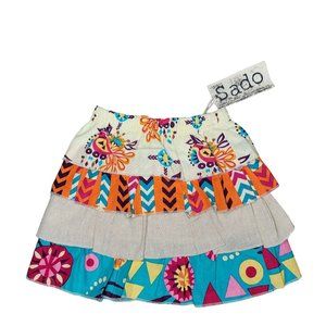 Sado NWT tiered skirt floral geometric orange blue photo shoot easter cute 18m